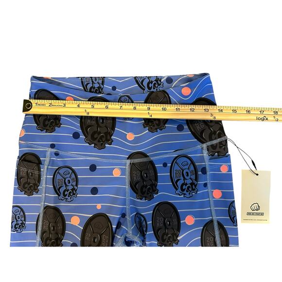 NWT Rare Feed Me Fight Me Women’s Weight Plate Print Leggings Size L CrossFit - Picture 3 of 8